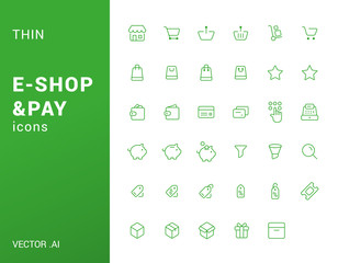 Pack of thin e-commerce icons