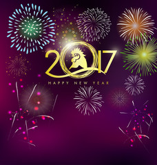 Happy new year 2017 with fireworks