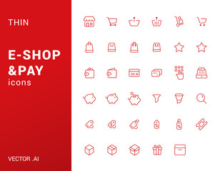 Pack of thin e-commerce icons