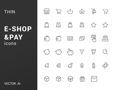 Pack of thin e-commerce icons