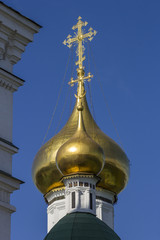 Onion dome & crucifix at a Moscow monastery
