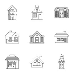 Fototapeta premium Zestaw ikon domu. Zarys ilustracji 9 ikon wektorowych domu dla sieci web