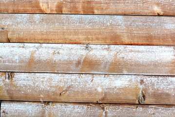 Aged wooden background with snow