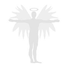 Angel Gray Icon Symbol Design. Vector  illustration isolated on white background. Angel silhouette.
