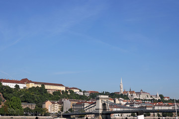 Fototapeta na wymiar Chain bridge and Fisherman towers Budapest cityscape