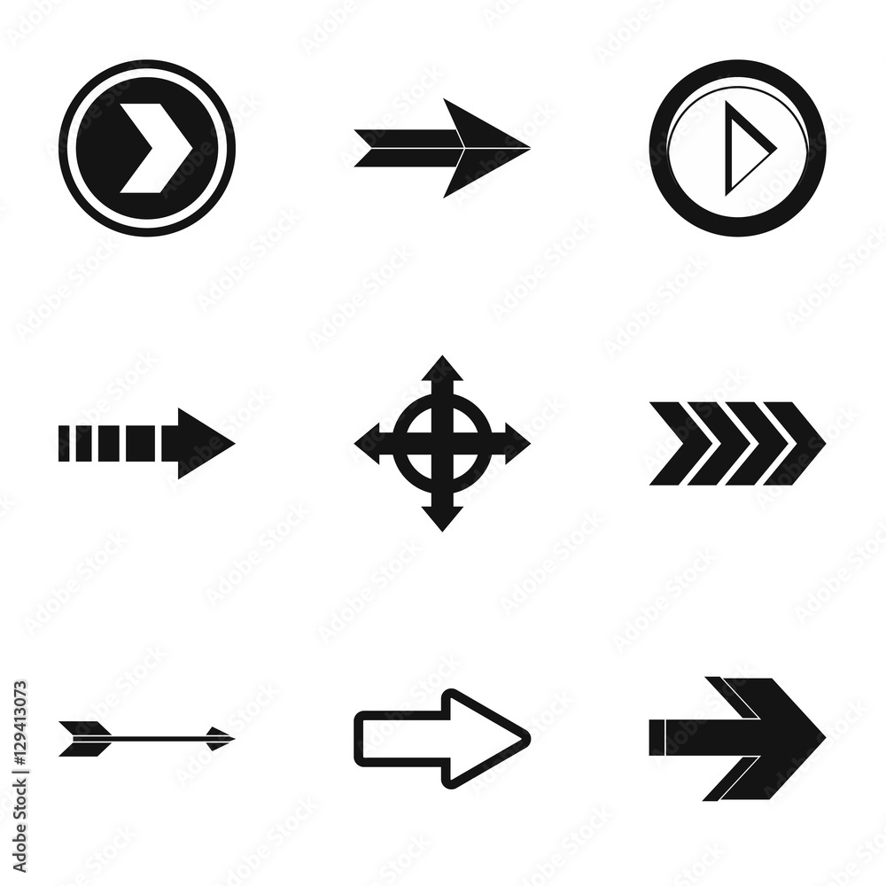 Aufkleber arrow icons set. simple illustration of 9 arrow vector icons for web