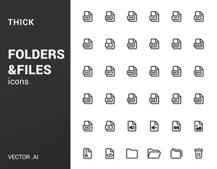 Pack of thick icons of folders and files.