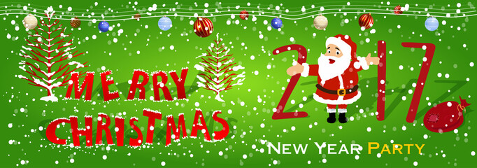 Naklejka premium Merry christmas happy new year 2017
