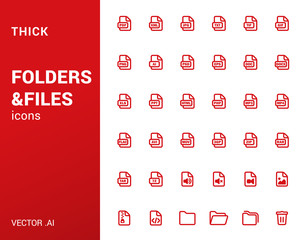 Pack of thick icons of folders and files.