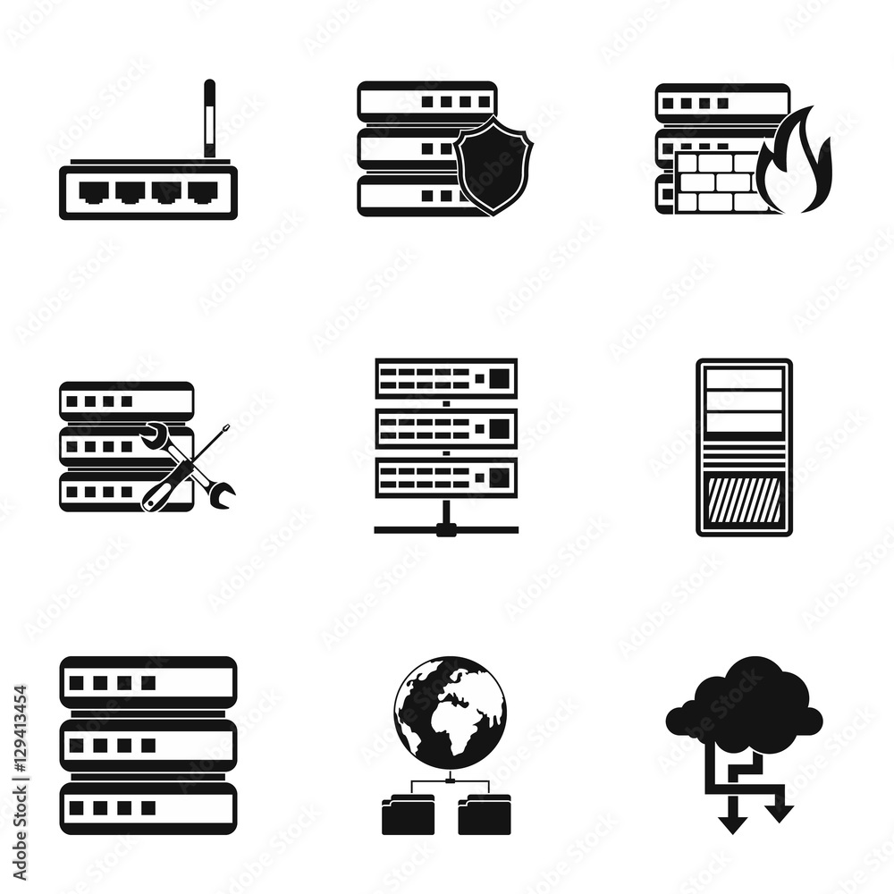 Poster computer icons set. simple illustration of 9 computer vector icons for web