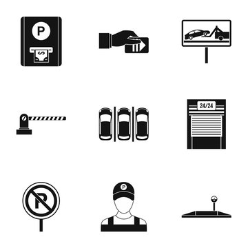 Valet parking icons set. Simple illustration of 9 valet parking vector icons for web