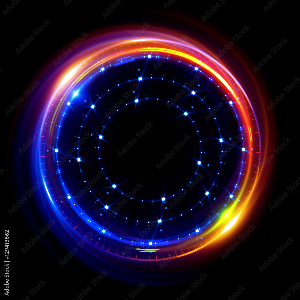 Canvas Prints abstract neon background. luminous swirling bunner. glowing spiral. shine round frame with light cir