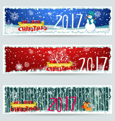 banner Happy new year 2017 and merry christmas