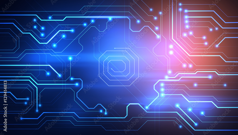 Aufkleber conceptual background image of digital microchip gear