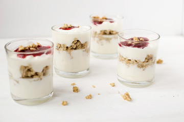 yogurt with muesli and jam