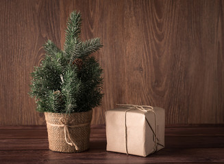 Christmas concept on wooden background