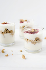 yogurt with muesli and jam