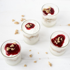 yogurt with muesli and jam