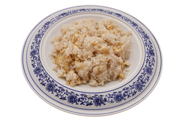 Chinese food. Rice with chicken nuggets