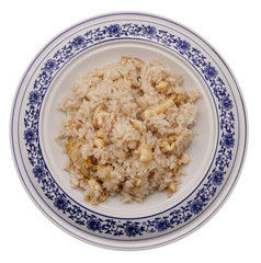 Chinese food. Rice with chicken nuggets