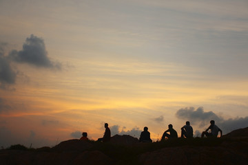 Fototapeta na wymiar Silhouette subject with twilight sky