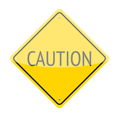 Vector caution traffic sign isolated on white background
