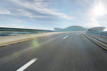 low angle asphalt road with motion blur