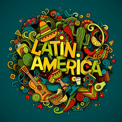 Latin America. Cartoon vector hand drawn Doodle illustration