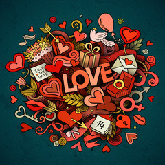 Cartoon vector hand drawn Doodle Love illustration