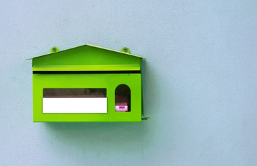 Mail boxe on wall.