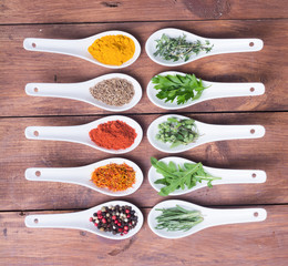 assortment of indian spices and herbs