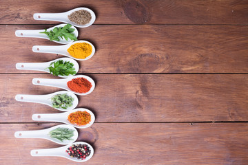 assortment of indian spices and herbs