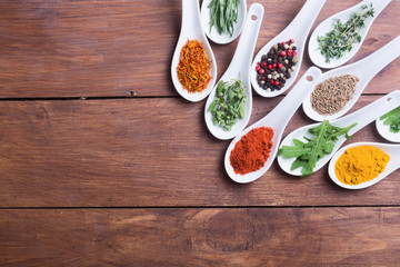 assortment of indian spices and herbs