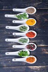 assortment of indian spices and herbs
