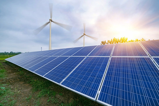 solar panels and wind generators