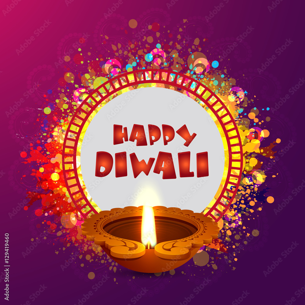 Sticker greeting card for happy diwali celebration.