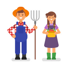 Vector flat style illustration of farmers.