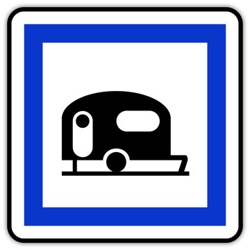 Panneau routier en France : Camping pour caravanes