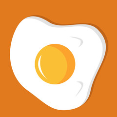 Fried egg isolated on yellow background
