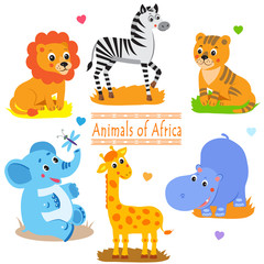 Cartoon Forest Animals Pack. Cute Vector Set. Vector Tiger. Vector Giraffe. Vector Hippo. Vector Lion. Vector Elephant. Vector Zebra. Forest Animals Toys. Cartoon Animals Baby. Forest Animals.