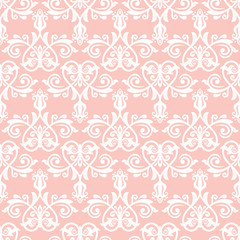 Oriental classic pattern. Seamless abstract background with repeating elements. Pink and white pattern