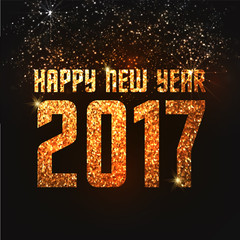 Golden glittering text for New Year 2017.