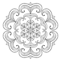 Vector snow flake in zentangle style, paper cutout mandala for a