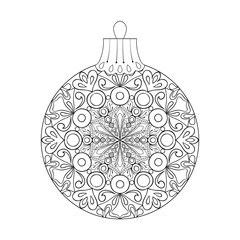 Fototapeta premium Vector vintage Christmas ball for tree, New Year 2017 freehand d