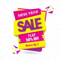 Sale tag or paper banner for New Year.