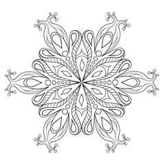 Zentangle elegant snow flake. Vector ornamental winter illustrat