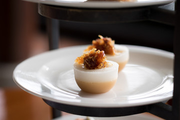 small coffee and caramel dessert