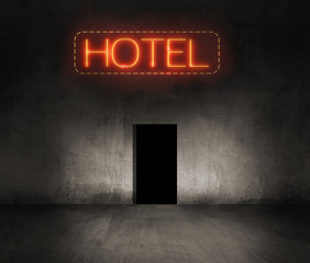 hotel neon sign in the night