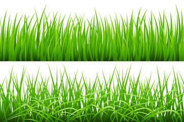 2 Backgrounds Of Green Grass, Isolated On White Background, Vector Illustration