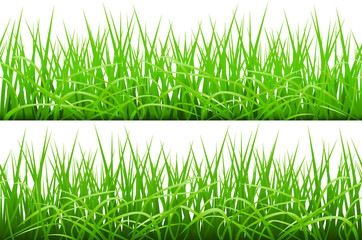 Green Grass Borders Set, Vector Illustration